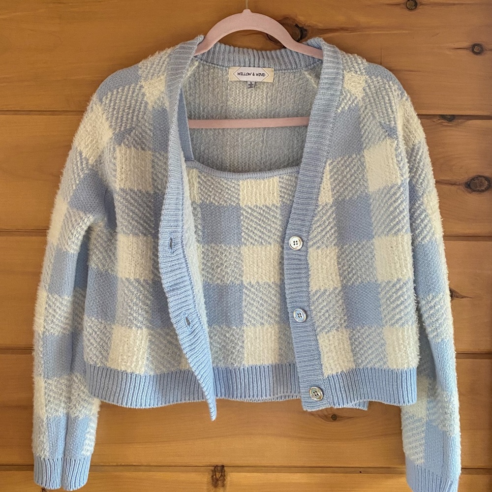 Two piece cardigan and tank top set